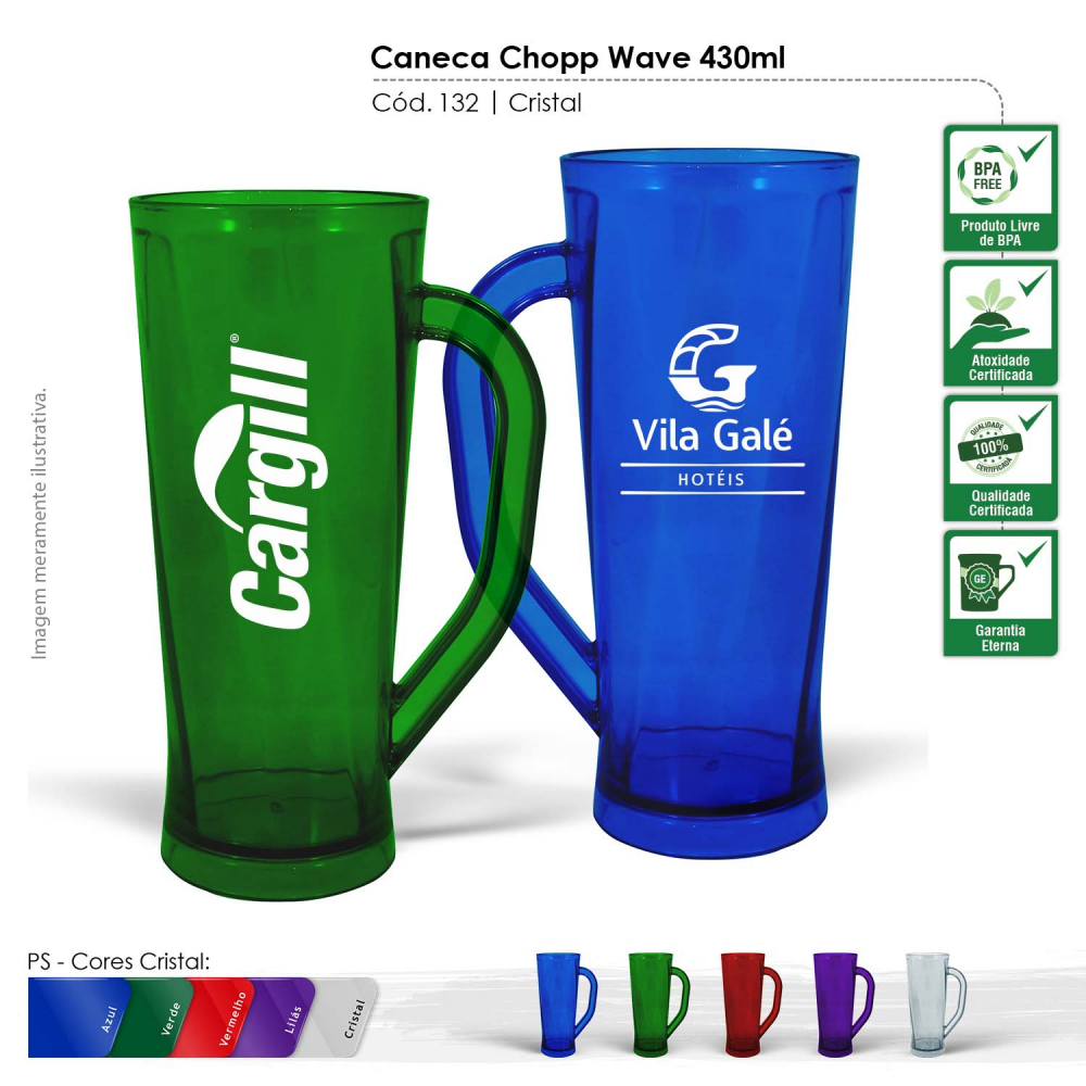 Caneca Chopp Wave Cristal  430ml